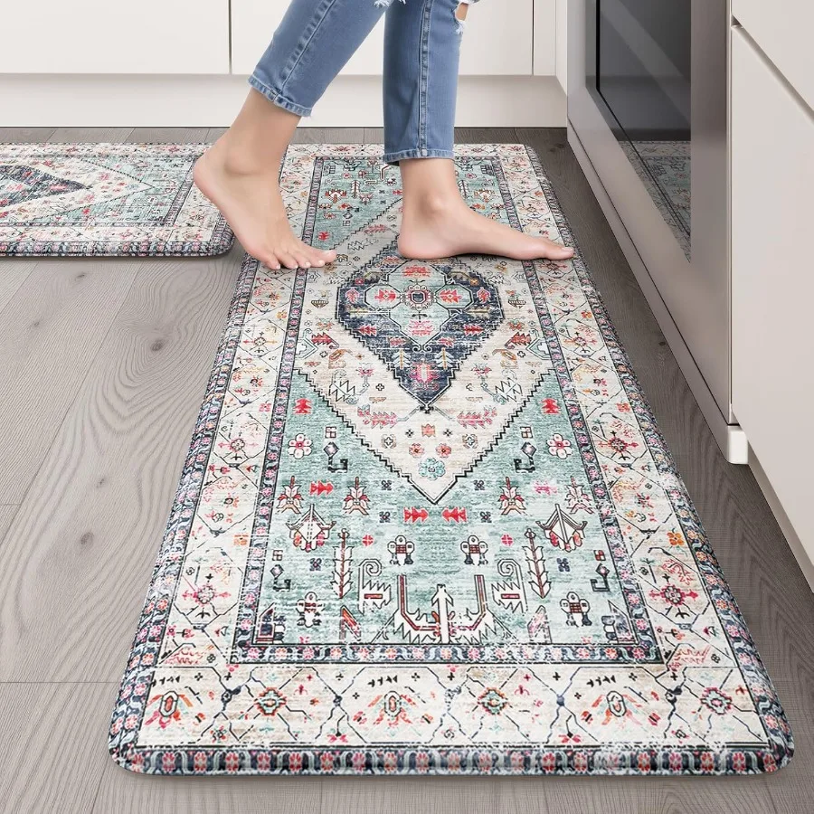 

Anti Fatigue Mats for Kitchen Floor Set of 2 Waterproof NonSkip Kitchen Rugs Ergonomic Kitchen Floor Mats Cushioned Comfort Foa