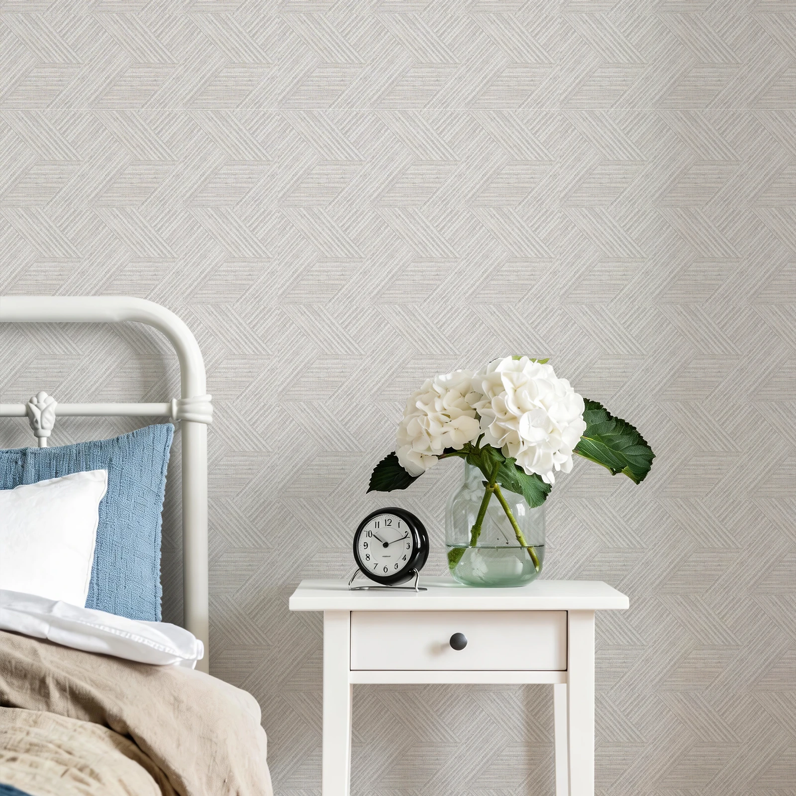 

Grey Geometric Stripe Self-adhesive Wallpaper Cross Textured Wall Decoration And Renovation Dtickers Waterproof Cabinet Sticker
