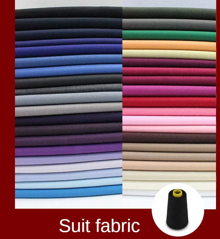 Smooth Black Suit Fabric By Meters for Clothing Coats Dresses Sewing Plain Fashion Twill Pattern Anti-wrinkle Textile Breathable