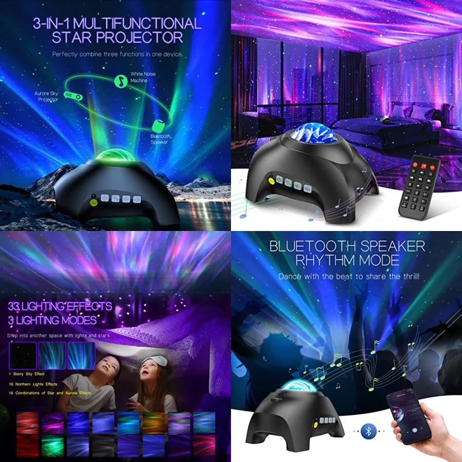 Northern Galaxy Light Aurora Projector with 33 Light Effects, LED Star Projector for Bedroom Nebula Lamp, Remote Control, Noise