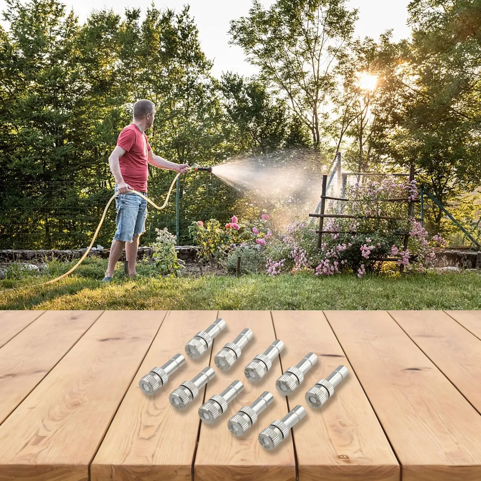 

6mm Misting Nozzle 10Pcs Fast Connect Spray Nozzles for Greenhouse Cooling and Garden Watering Mist Fogger Replacement