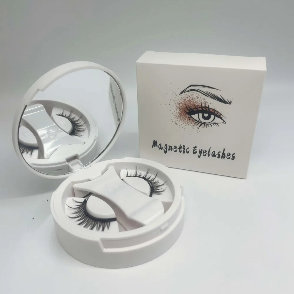 Cat Eye Magnetic False Eyelashes Makeup Long Lasting Glue Free False Eyelashes with Mirror Fluffy Magnetic Eyelashes with Clip