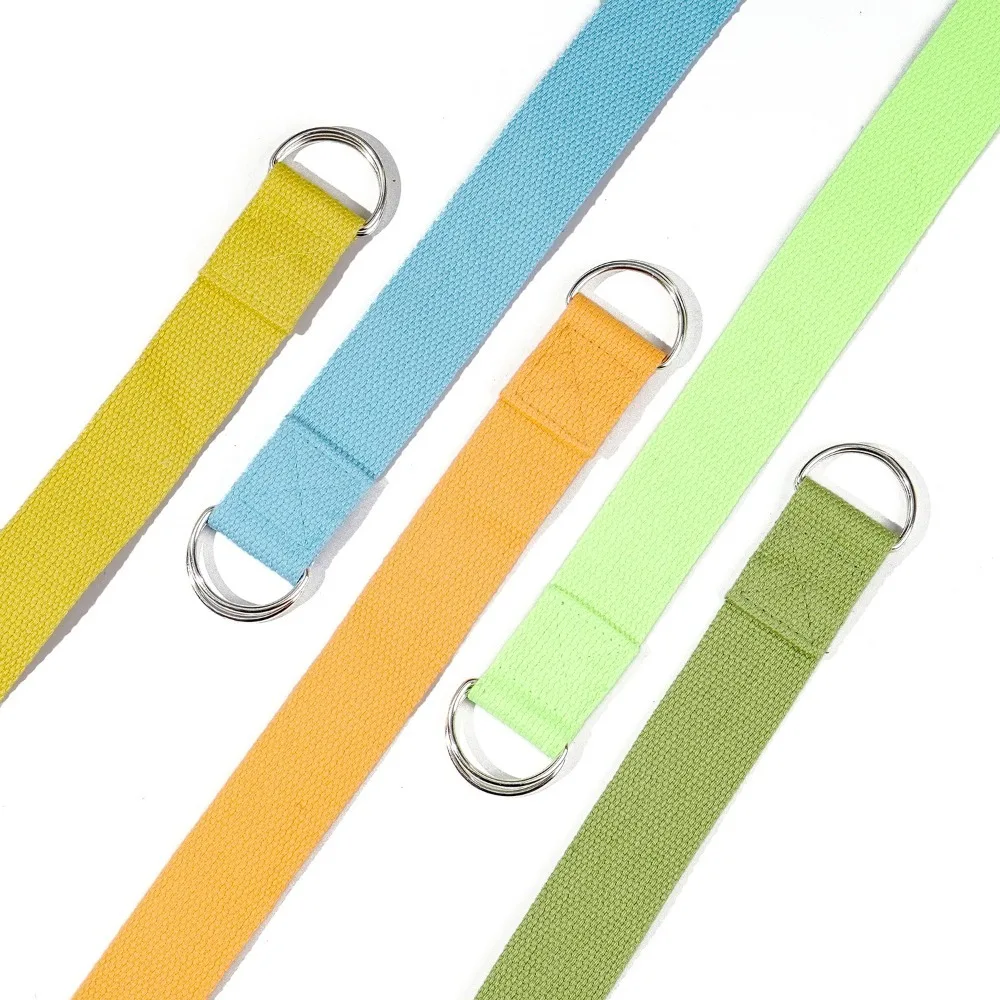 New 1.8mx3.8cm Yoga Strap Adjustable D-Ring Buckle Durable Cotton Yoga Belt Flexibility Exercise Straps