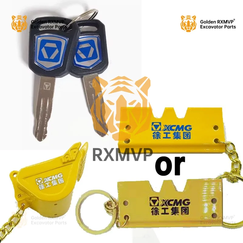 For Xcmg Xe60 75 65 85 215 Excavator Ignition Key With Bucket Key Chain Heavy Equipment Keychain