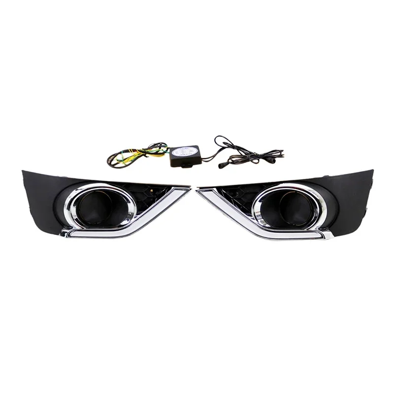 Car Daytime Running Lights With Yellow Turning Signal Decoration Fog Lamp For Honda BRV BR-V 2015-2019 Accessories