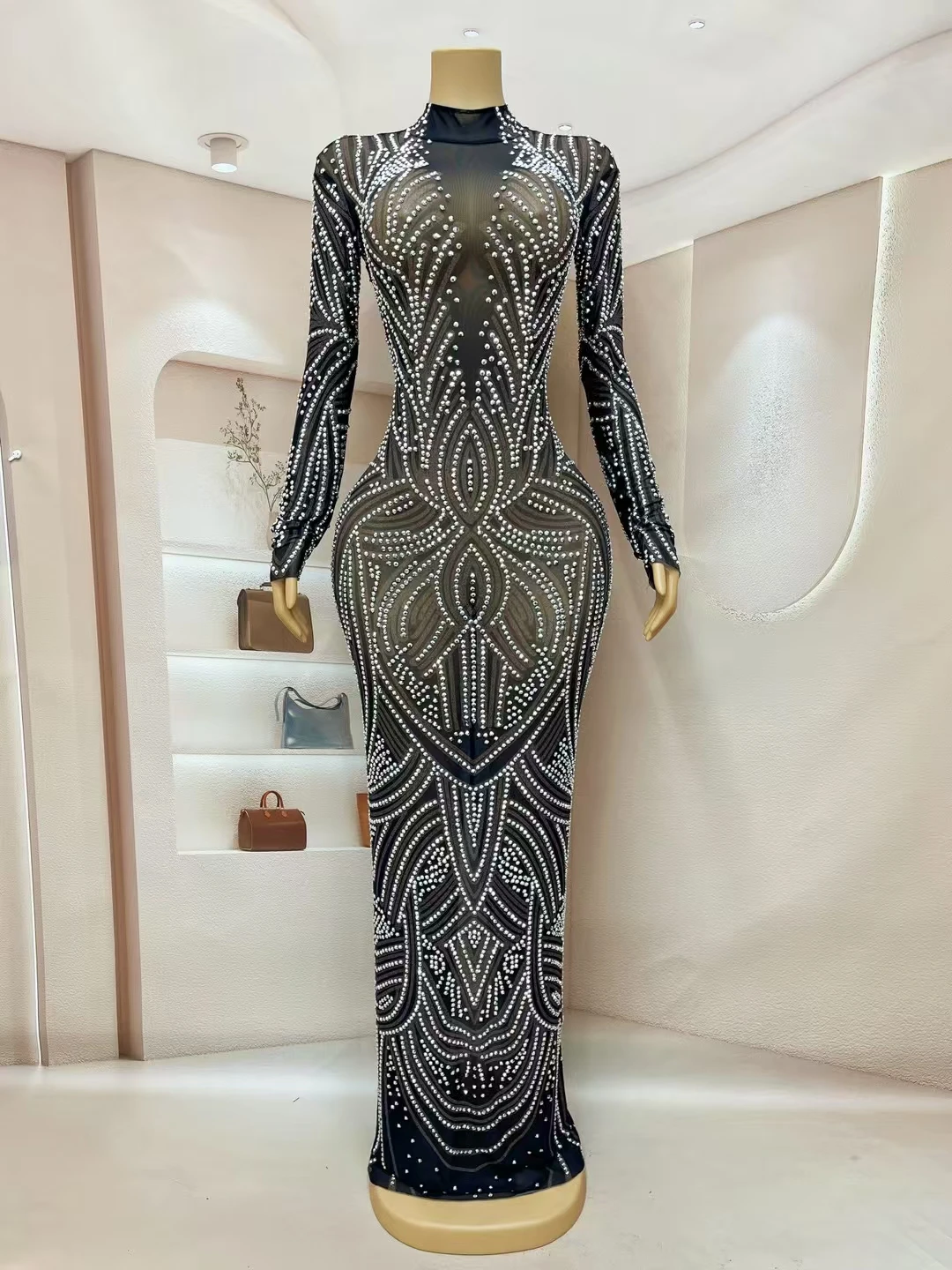 Black New Style Sparkly Rhines - Sparkly Rhinestone Club Party Dress review and price