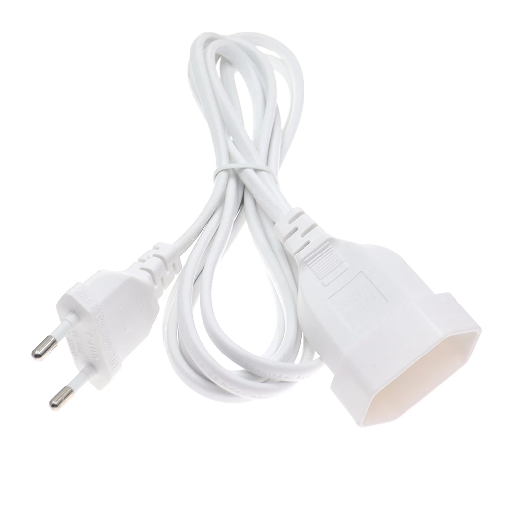 EU Standard Power M/F Extension Cord, CEE7/16 Male Plug to Female Socket Power Adapter Cable, 2.5A/250V, 2m