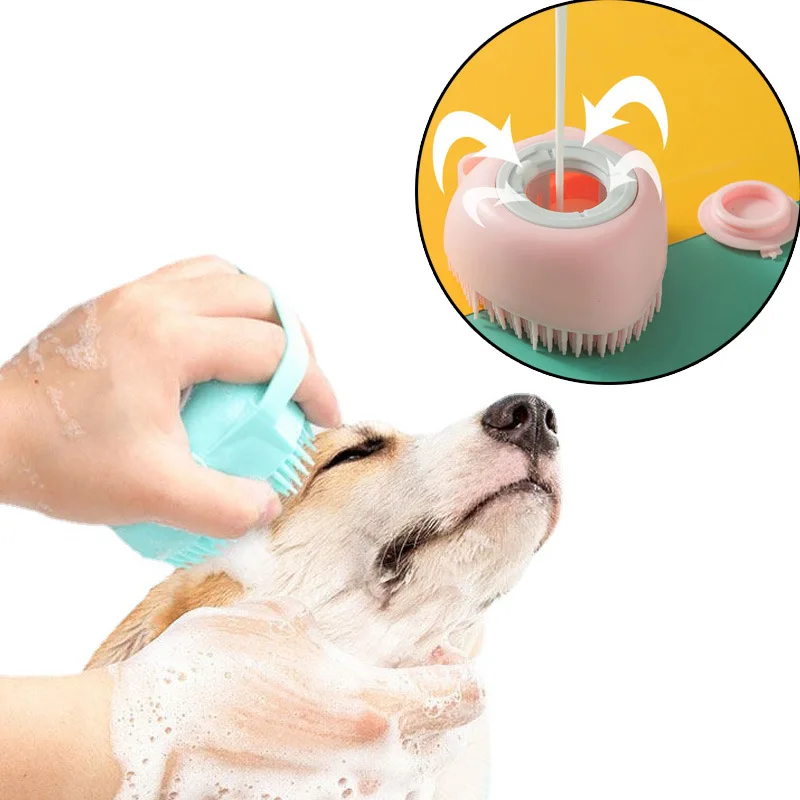 Pet Bathing Brush Pet Silicone Bath Cleaning Massage Brush Shampoo Shower Gel Bathing Brush Cat Dog Cleaning Grooming Supplies