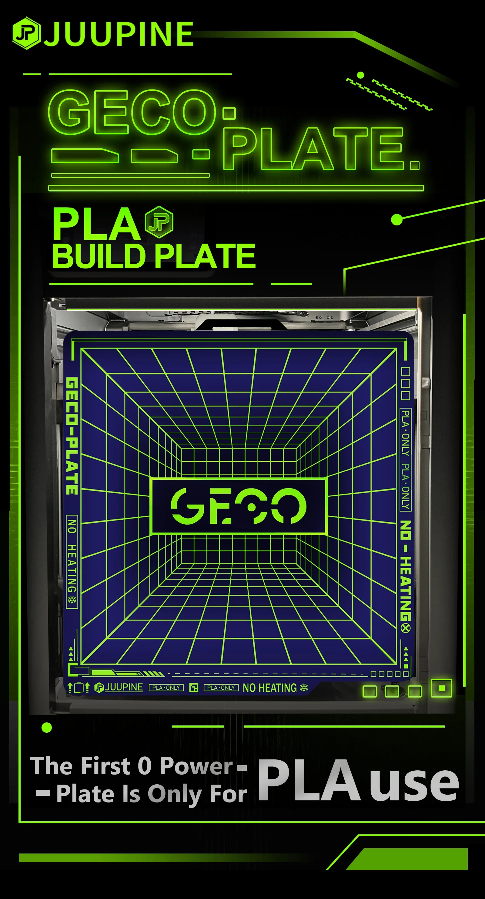 Juupine GECO Plate For Bambu Lab H2D X2D Build Plate PLA Bed Cold Plate For X1C A1 P2S X2D SuperTack Glacier For Bambu H2s Plate