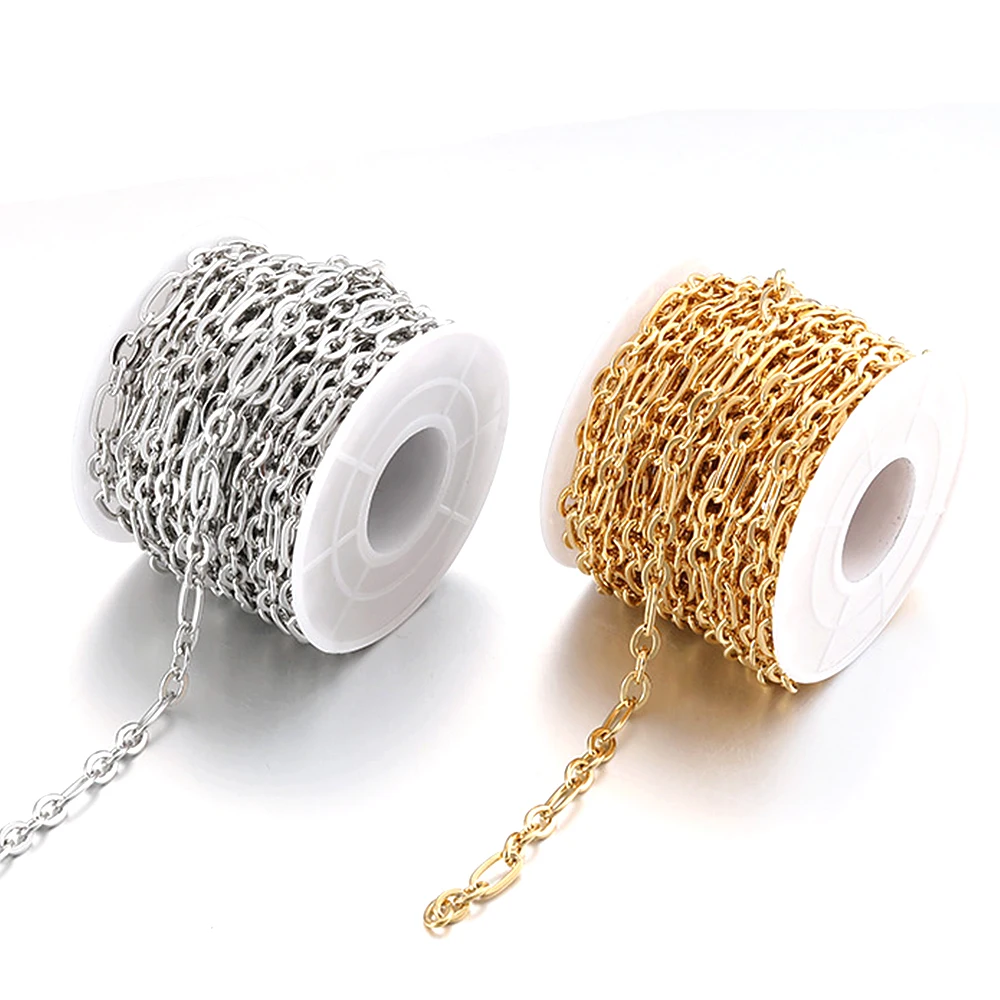 1Meter Stainless Steel 3:1 Flatten Cross Chain Hip Hop Punk Necklace for DIY Jewelry Making Supplies Accessories