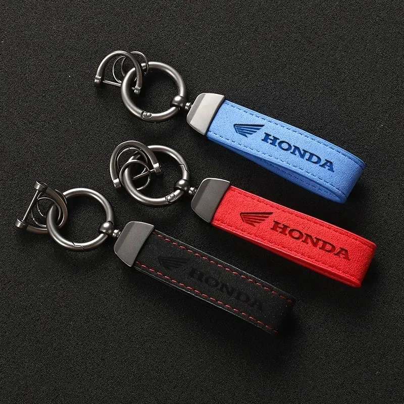 Suede Motorcycle Keychain Promotional Gift Honda Logo Keychain Accessories for Honda Cb400 Cb650