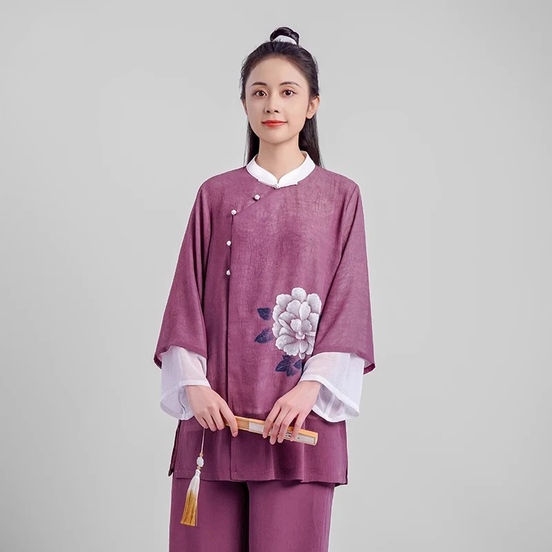 Women's Elegant Martial Arts Clothes Tai Chi Uniform Kung Fu Performance and Competition Costume Traditional Chinese Watermelon