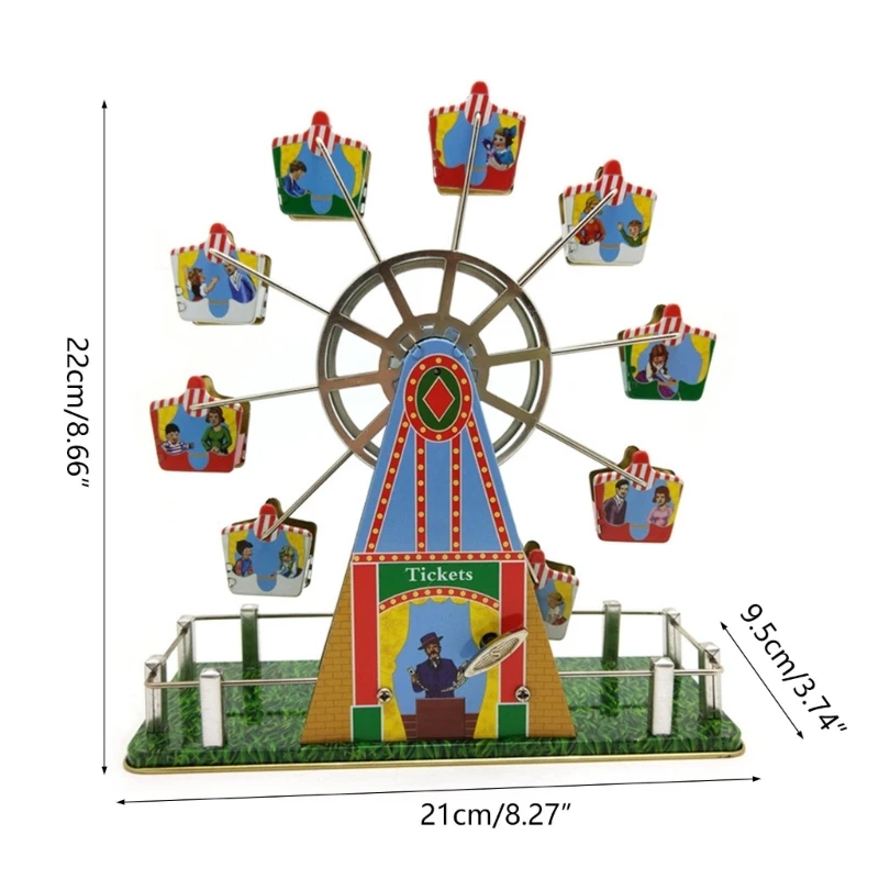 Post-80s Tinplate Nostalgic Vintage Toy Ferris Wheel Music Box Mechanical Toy