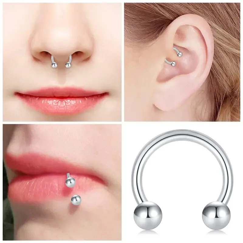 4 stks/32 stks 16G Septum Neuspiercings Rvs Hoepel Hoefijzer Piercing Sieraden Tragus Kraakbeen Oorbellen voor Vrouwen Mannen 6-12mm