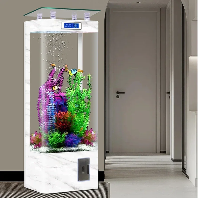 Intelligent Hot Bending Integrated Molding Glass Fish Tank Upper Filter Vertical Aquarium