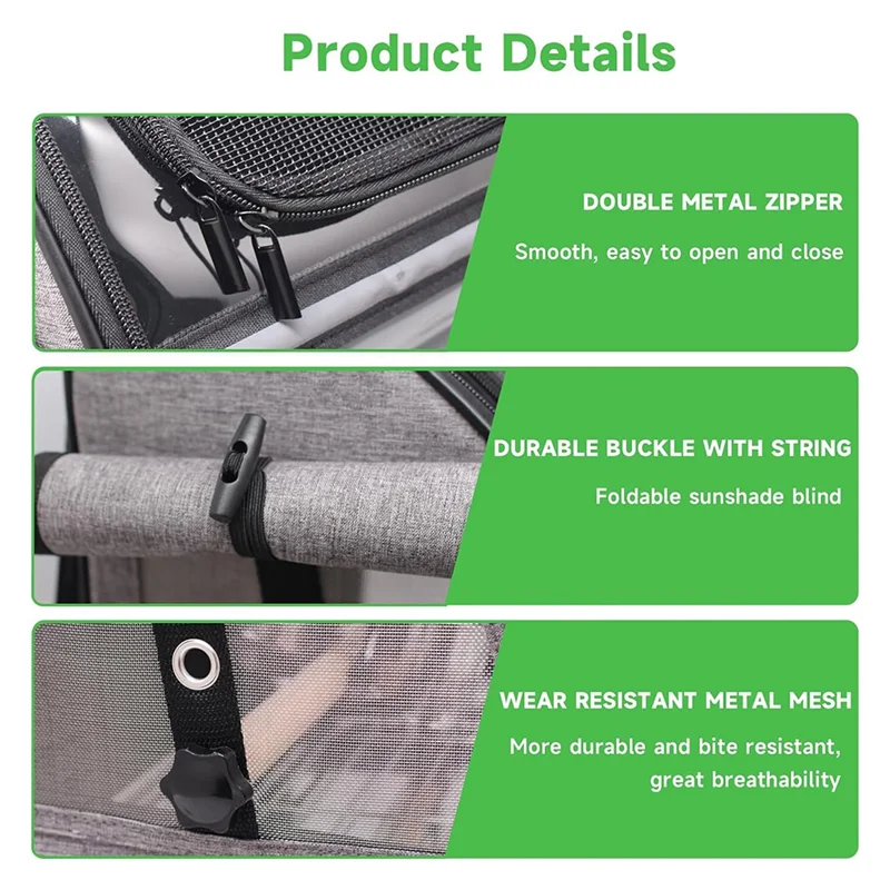 CQMF-حقيبة حاملة الطيور الشبكية المصنوعة من الفولاذ المقاوم للصدأ مع جثم، حقيبة ظهر للسفر، شفافة محمولة #2