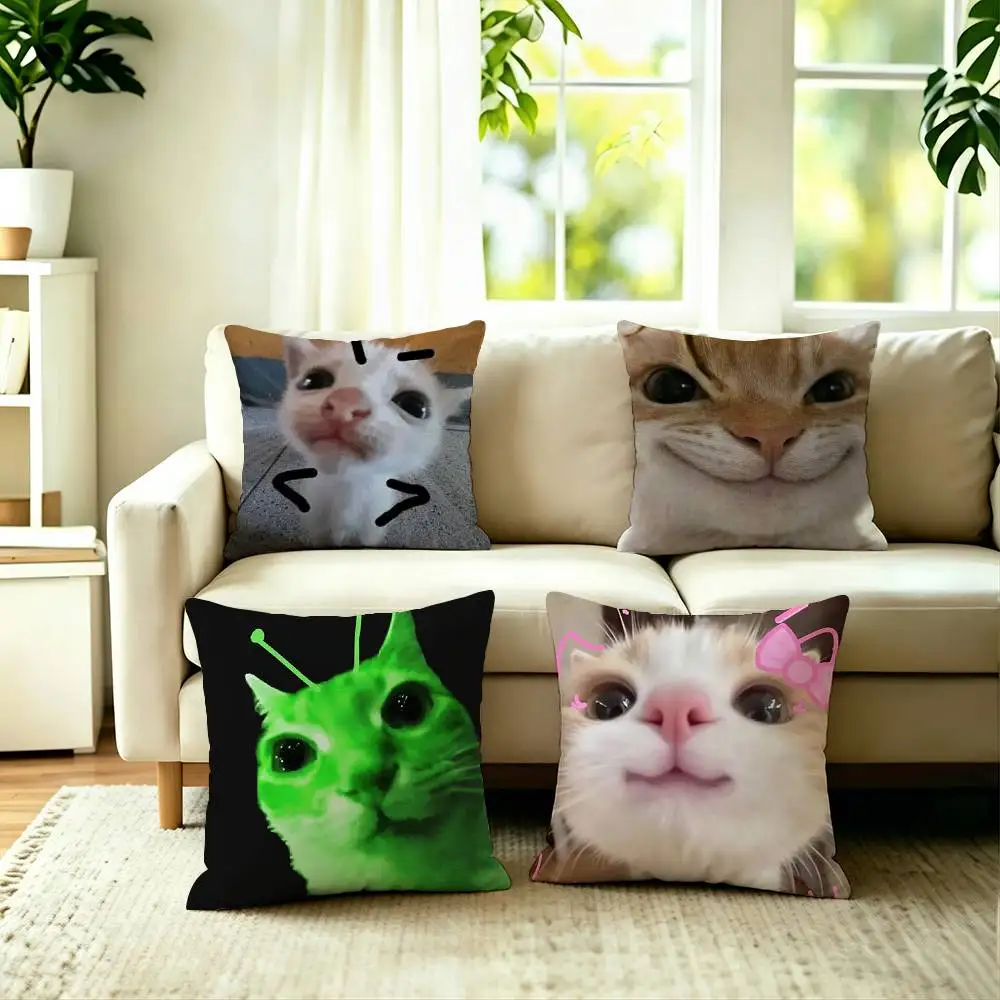 

The Funny Cute Cats Pillow Case Square Double-Sided Sofa Cushion Cover Bedroom Bedside Pillow