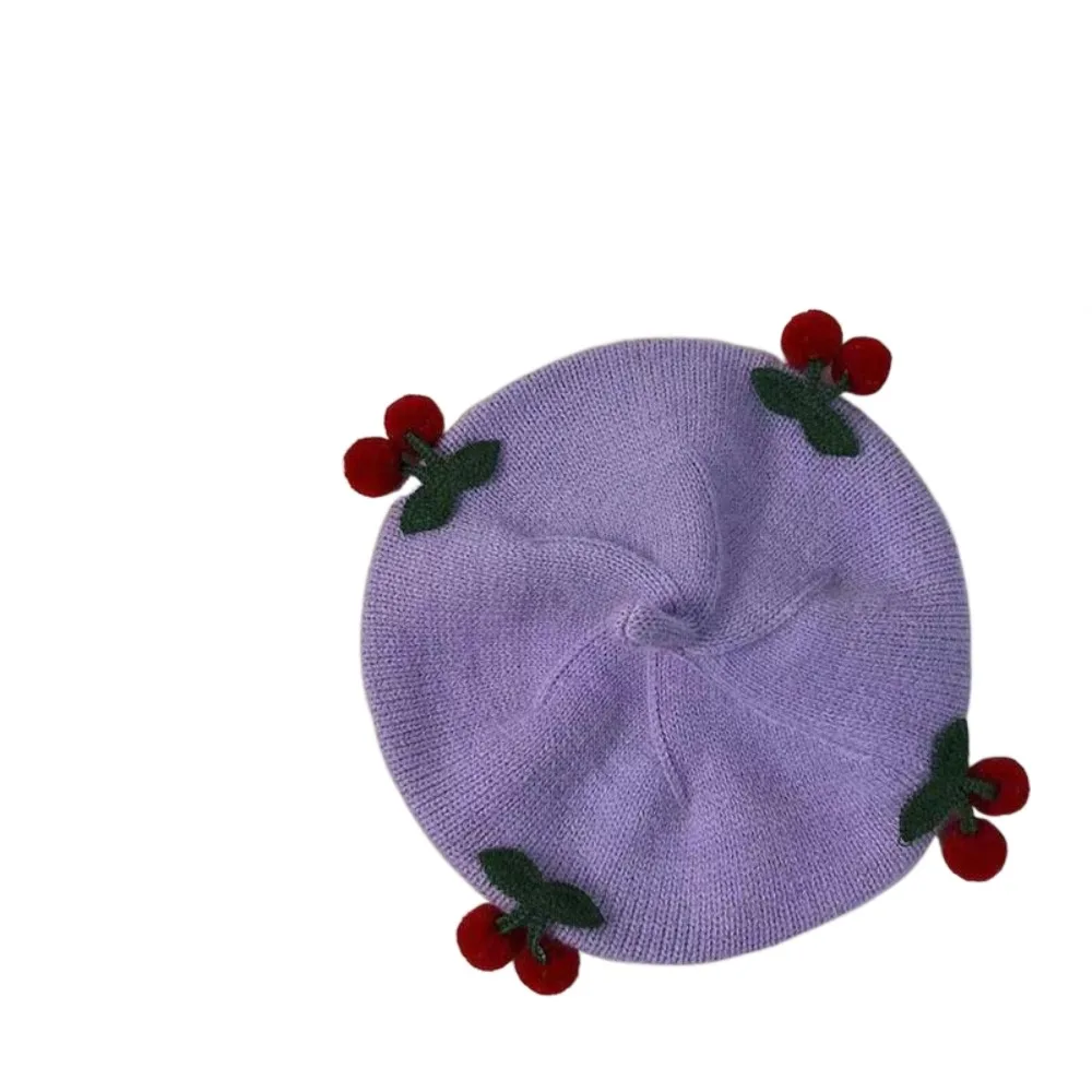 

Cute Cherry Knitted Pumpkin Hat Windproof Warm Newborn Bonnet Hats Soft Winter Baby Berets Outdoor