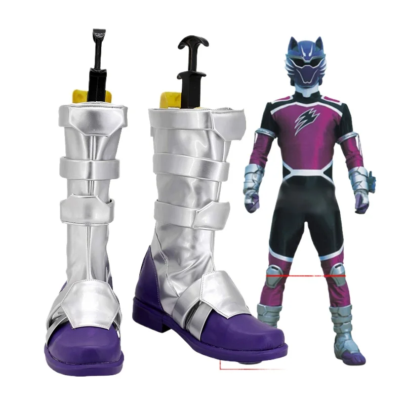 

Обувь для косплея Super Sentai Juken Sentai Gekirange Purple Gou Fukami Сапоги Хэллоуин Костюм для вечеринки Аксессуары на заказ