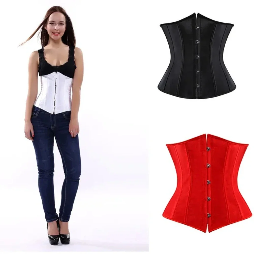 Women's Steampunk Underbust Corset Lace-up Waist Trainer Sexy Body Shaper Slimming Bustier Belt