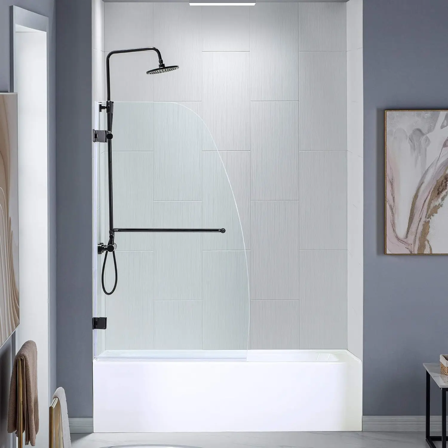 

Душевая дверь Woodbridge MTDB3458-MBL, безрамная, на петлях, для ванны, с закаленным стеклом 5/16 дюйма, 34 дюйма (Ш) x 58 дюймов (В), матовое черное покрытие