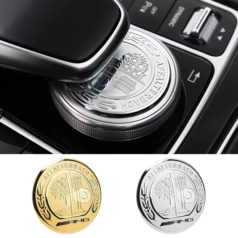 1pcs 48mm Car Central Control Multimedia Knob Cover Sticker For Mercedes Benz AMG GLC GLE CLA GLA W205 W211 W213 Car Accessories