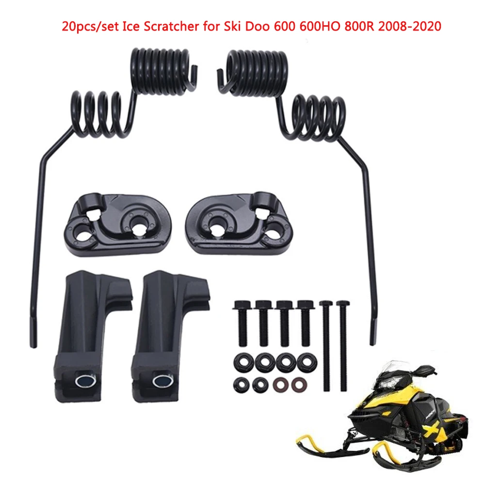 A Set Rail Mount Spring Style Ice Scratchers for Ski-Doo 600 600HO 2008-2020 860201728 Guide Rail Mounted Ice Scraper Part