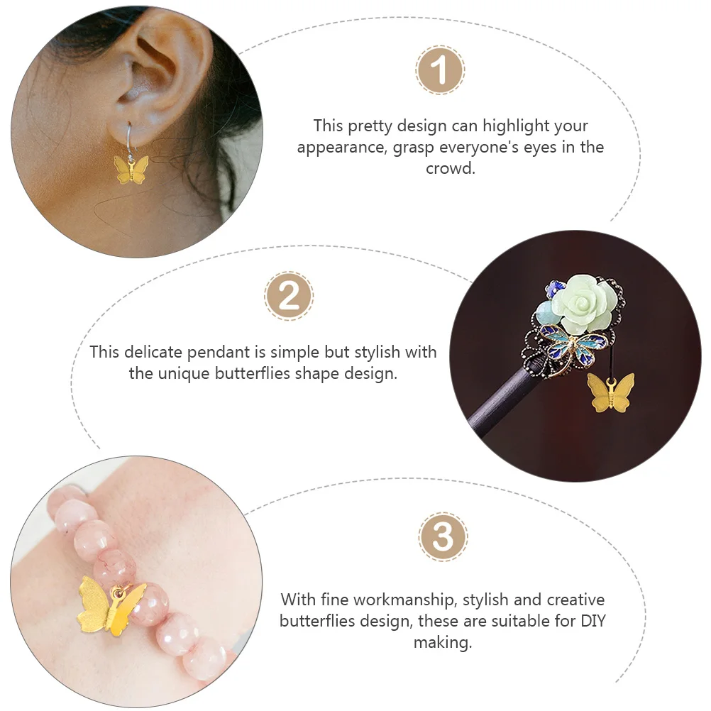 

100 Pcs Butterflies Pendant Hair Accessories Butterfly Charms for Jewelry Making Vintage Pattern Women's