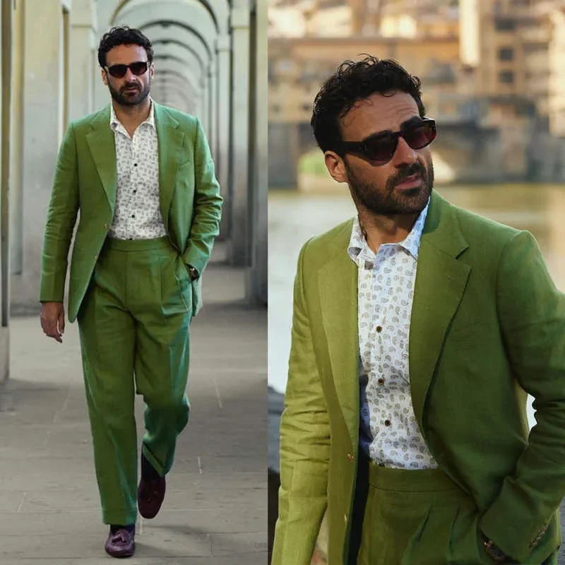 Bright Wedding Tuxedos Fashion 2 Piece Jacket Pants Men Suit Notched Lapel Business Office Wear Groom Evening Blazers Customized