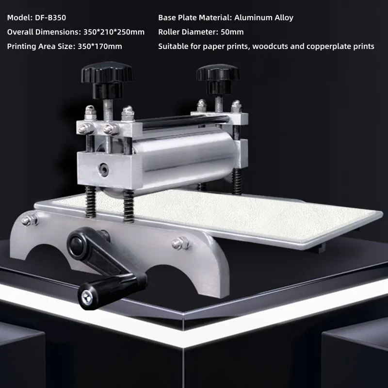 Manual Block Printmaking Machine Anti-Slip Hand Crank Adjustable Clearance Curved Base Portable Plate Transfer Equipment