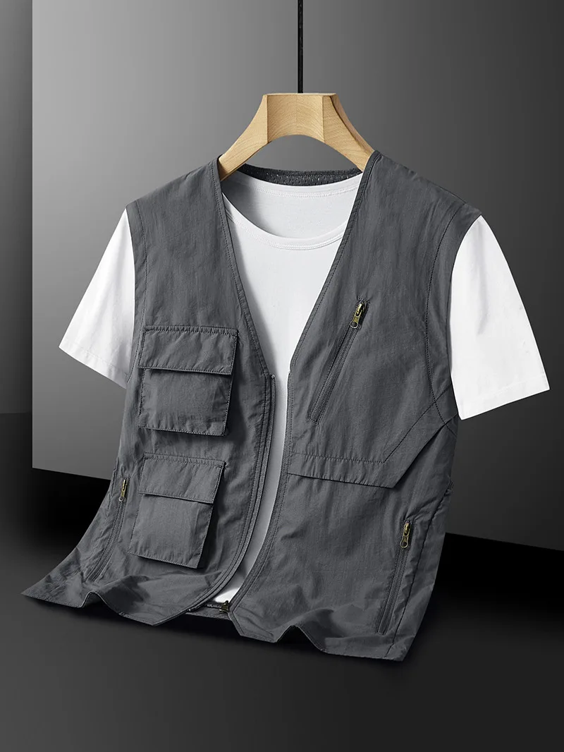 2025 new spring and autumn men's outdoor multi-functional multi-pocket quick-drying fishing vest vest casual coat waistcoat