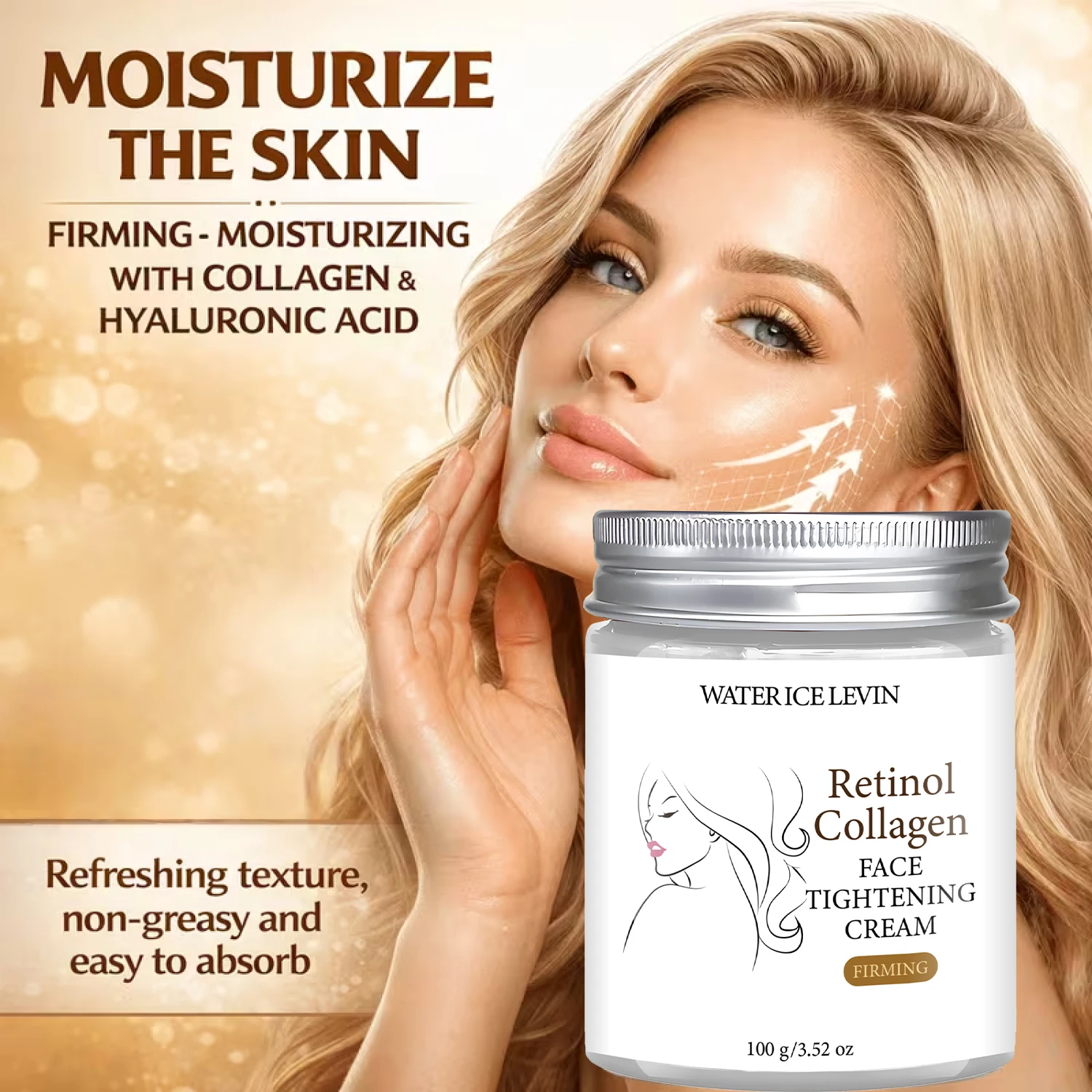 WATER ICE LEVIN Retinol Collagen Face Tightening Cream, Firming & Moisturizing Anti-aging Skincare with Bee Venom, 100g Hot Sale