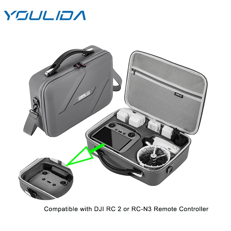 

Carrying Case For DJI Flip Fly More Combo Drone Accessory Storage Bag PU Shoulder Bag Portable Travel Handbag Box For RC 2/RC-N3