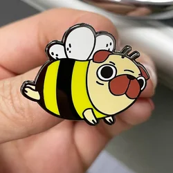 Kawaii Flying Pug Bee Enamel Pin Cute Pet Dog Insect Brooch Badge Jewelry