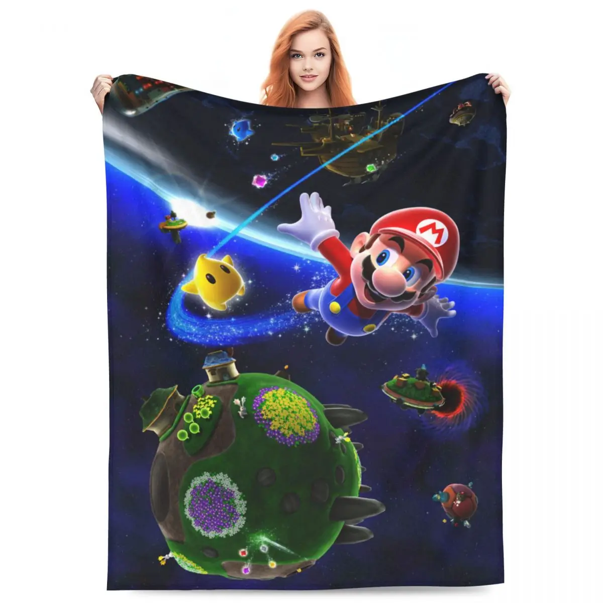 Koc flanelowy Super Mario Galaxy Ciepły koc do rzucania na kanapę Krzesło Dekoracyjna nowość Narzuta na sofę Pokrowiec na łóżko