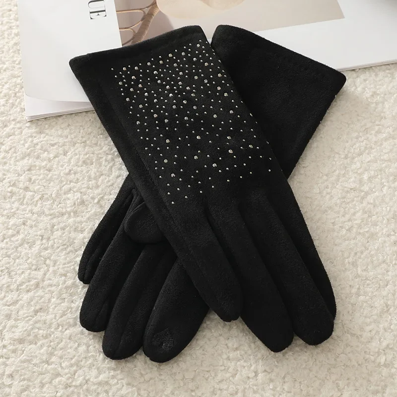 

Женские зимние замшевые флисовые перчатки, модные простые теплые зимние перчатки, утолщенные и флисовые новые ветрозащитные морозостойкие теплые перчатки