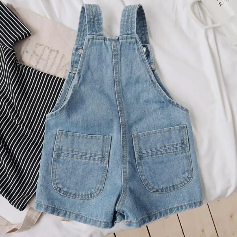 2023 Summer Toddler Teenager Jumpsuits Girls Overalls Denim Shorts Girl Clothes Children Kids Straps Short Pants 1-6Y