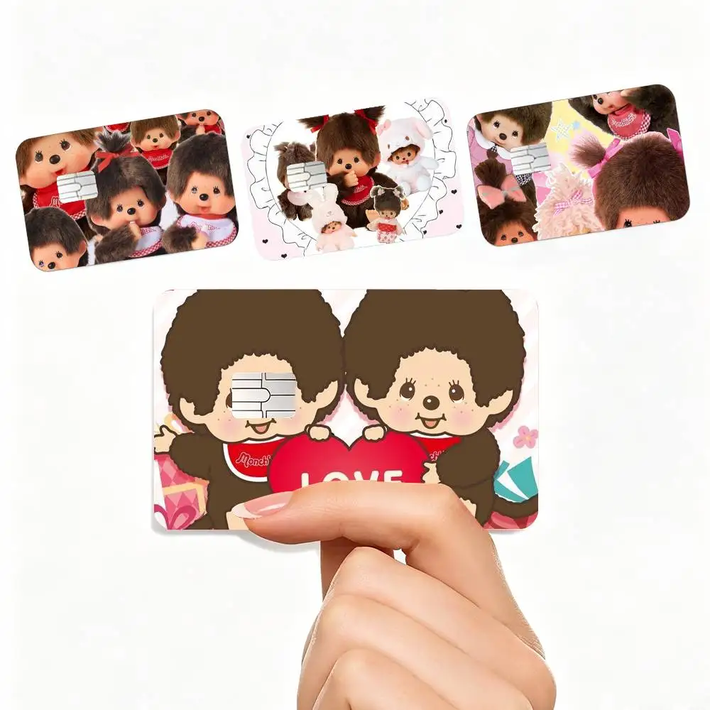 LOVELY M-MonchhichiS 4pcs 1Set Card Stickers Small Waterproof Chip 4PCS Card Sticker