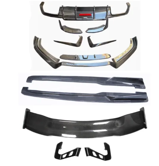 

For Audi TT TTS MK3 2015-2020 Real Carbon Fiber Bumper Front Lip Air Knife Rear Trunk Diffuser Spoiler Side Skirt KBR Body Kit