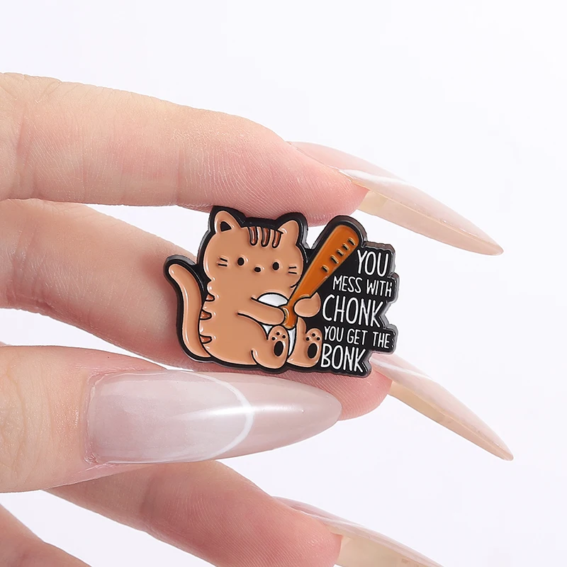 PLEASE KEEP YOUR DISTANCE Brooch Cute Cat with Knife Guns Brooch Enamel Pins Sensitive Fragile But Will Still Fight Brooch Badge