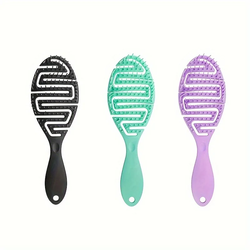 Pack Fine-tooth Rubber Bristle Hair Combs for Normal Hair - Air Cushion Scalp Massage Combs for Wet/Dry Use - Flexible and Exten