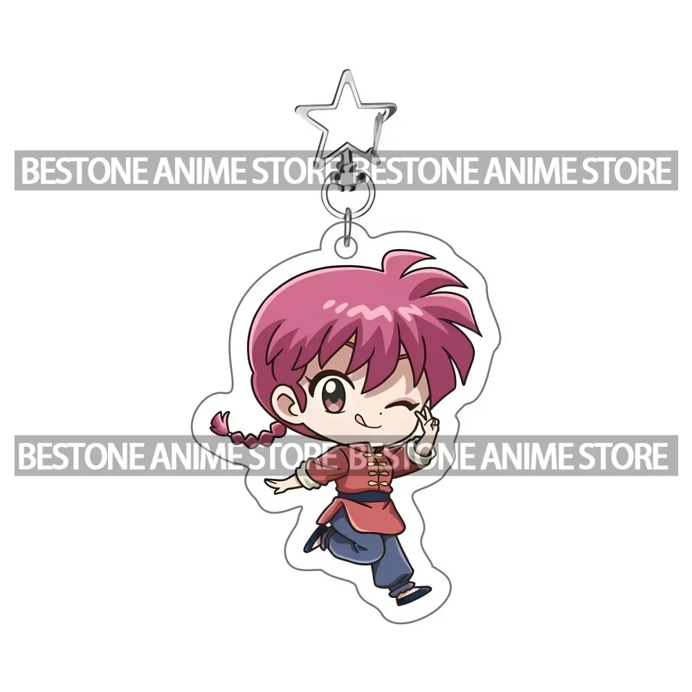Ranma ½ 6cm Acrylic Keychain Anime Bag Pendant Key Ring Otaku Fans Collectible Gift