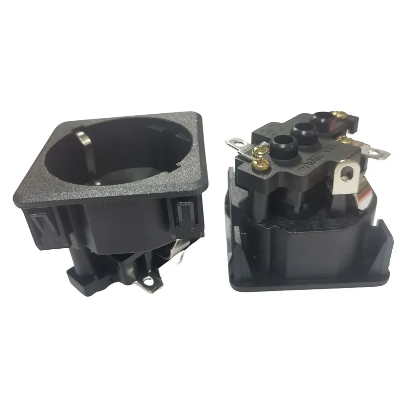 Black 16A 250V Copper European PDU UPS AC Power Desktop Socket Italy Industry Embedded Wall Socket EU Panel Receptacle