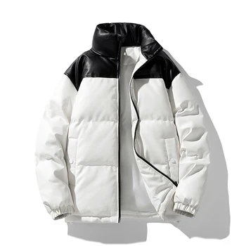 2024 ז 'קט מבריק החורף גברים רופפים וחמים בחוץ מעיל זוג לעמוד עד ז' קט לחם צווארון