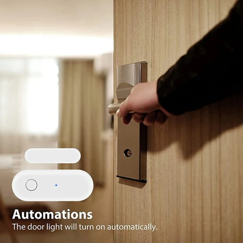 Sensor de puerta inteligente, Sensor de ventana inalámbrico Wifi, notificación de mensajes en tiempo Real, Compatible con el asistente de Google Alexa