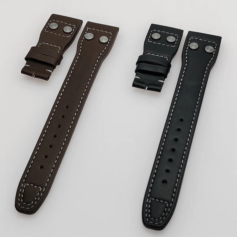 Suitable for pilot series watchband nailed 22mm high-grade premium leather watch strap leather for huawei Samsung Garmin