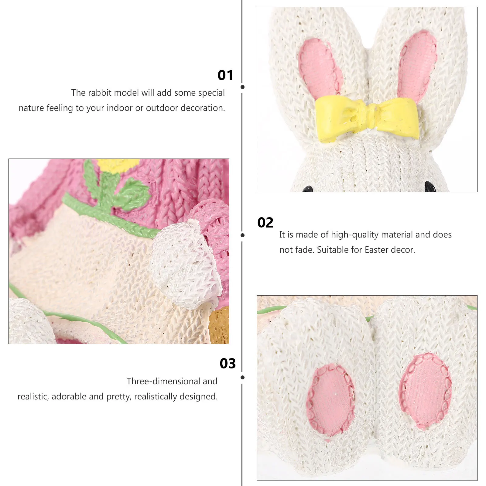 

1Pcs Easter Resin Rabbit Ornament Weaving Effect Desktop Decoration Room Layout Home Decor Rabbit Model Desktop Decor