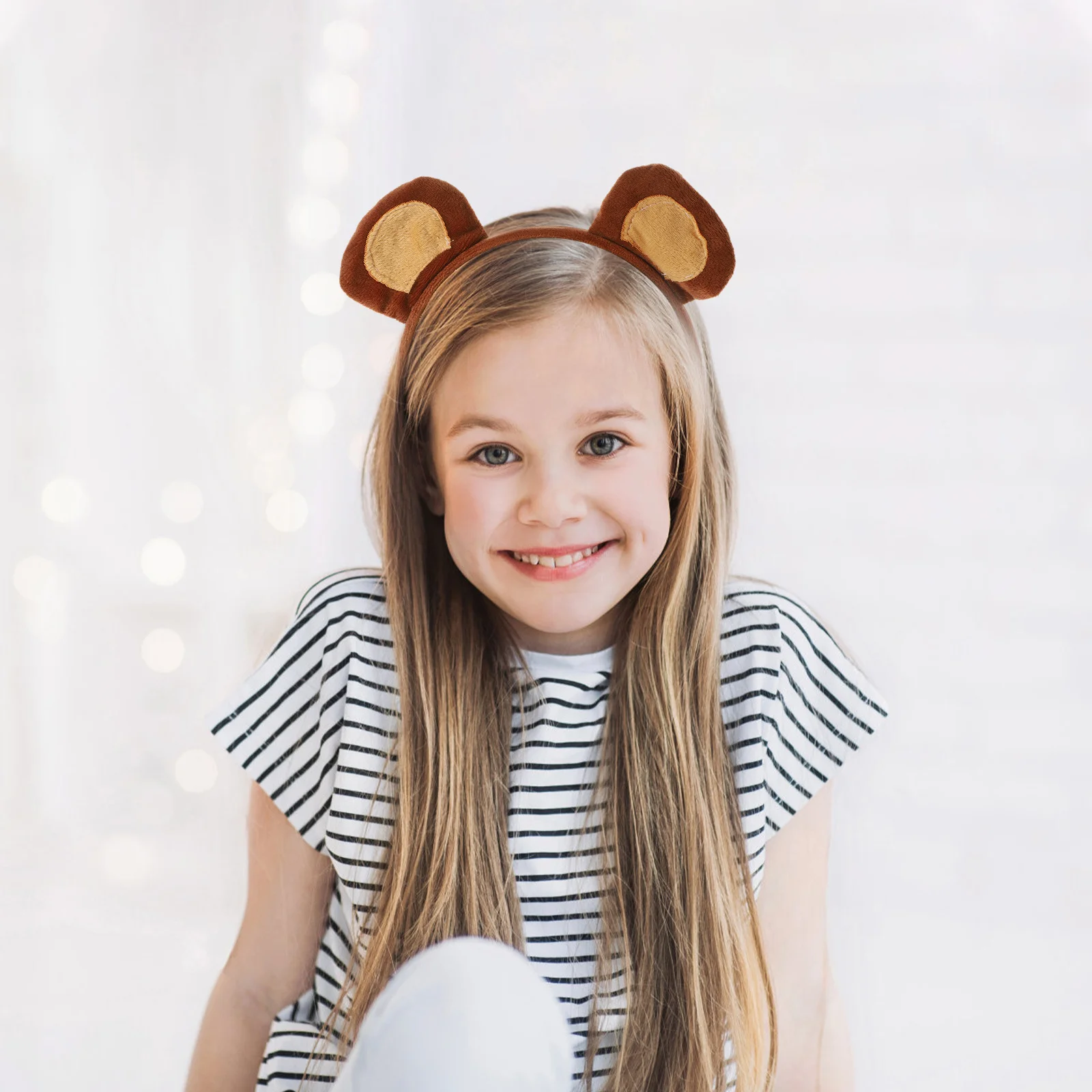 Amosfun Fascia per orecchie da scimmia con coda Accessorio per cosplay per costume da festa per animali Marrone