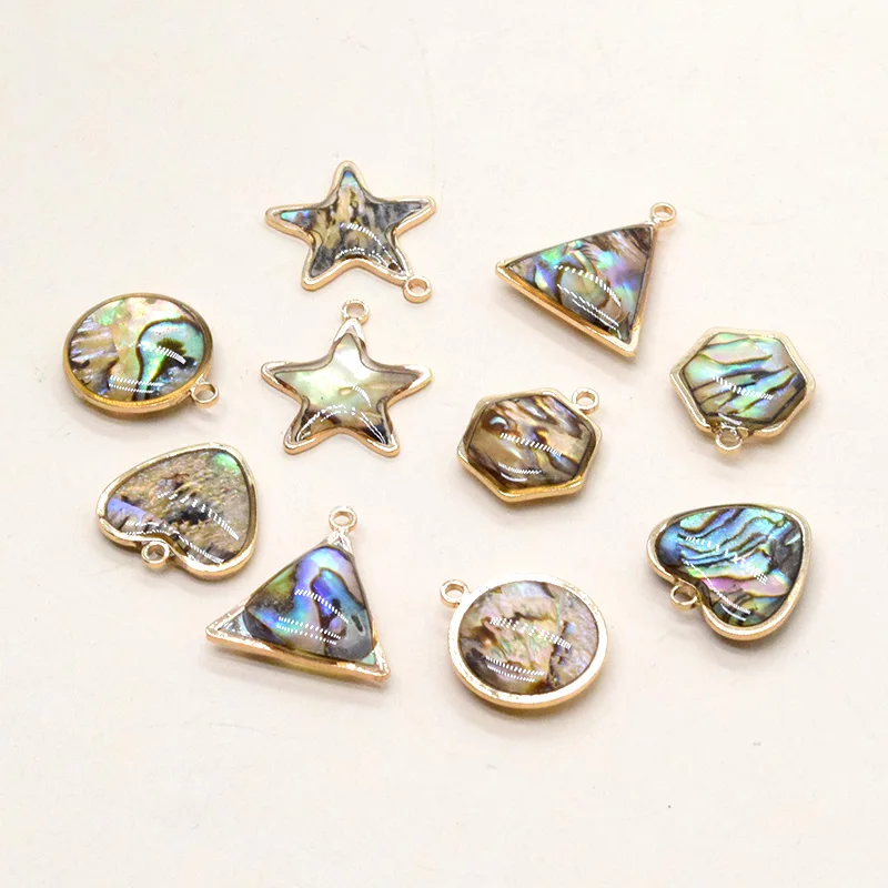 50pcs Star Triangle Heart Abalone Shell Charms Bulk Wholesale Geometric Shells Pendant For Earring Bracelet Diy Jewelry Making