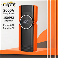 GKFLY 16000mAh Car Jump Starter 2000A 12V Output Portable Emergency Start-up Charger for Cars Booster Battery Starting Device